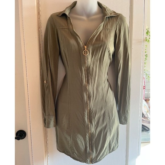 GUESS dress mini dress guess top shirt army green guess mini dress dresses - Picture 1 of 4